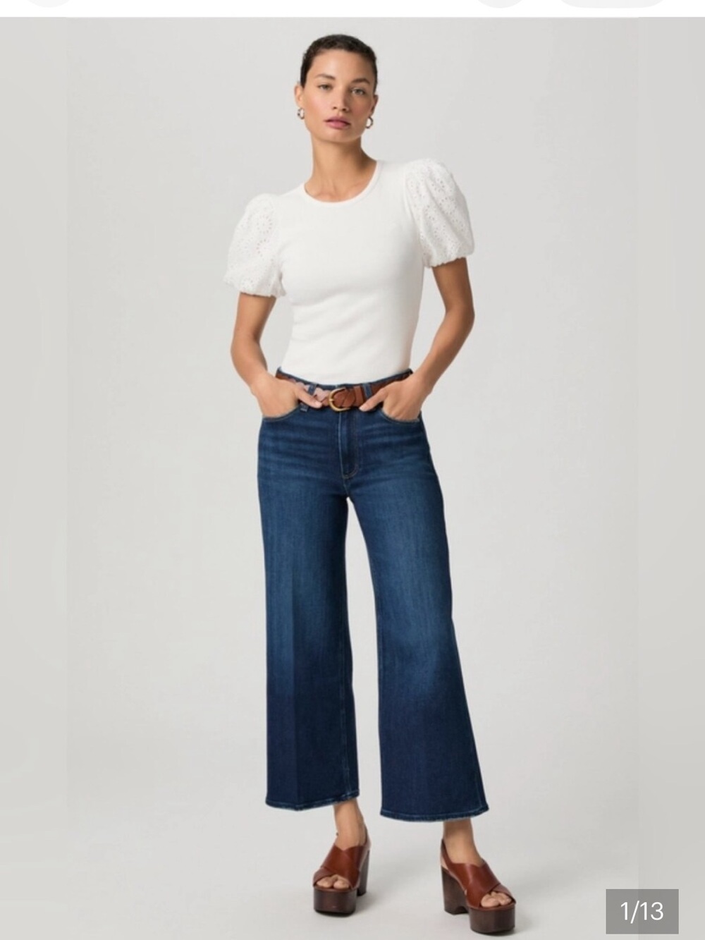 Paige Anessa High Rise Crop Wide Leg jeans